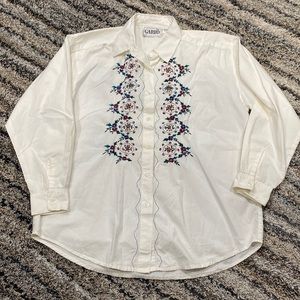 Vintage Garbo Grandma cottage core cotton button front blouse sz L